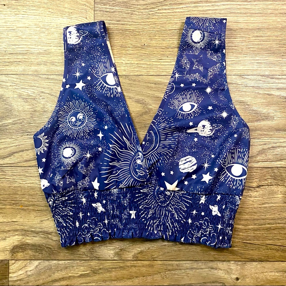 Celestial Astrology Space Themed Spiritual Boho Hippie Halter Cropped Tank Top